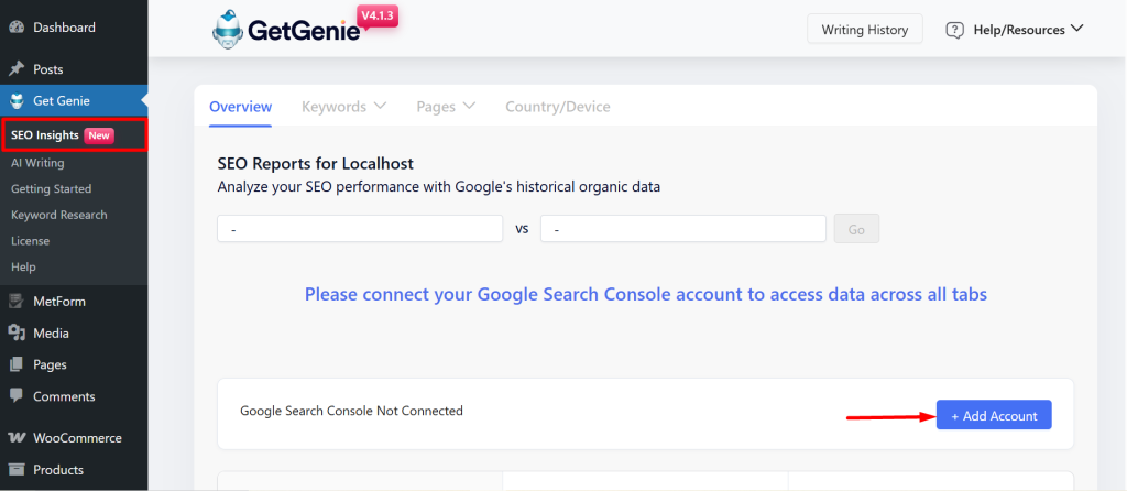 Click on the Add Account button