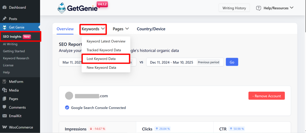 Find Lost Keyword Data with SEO Insights