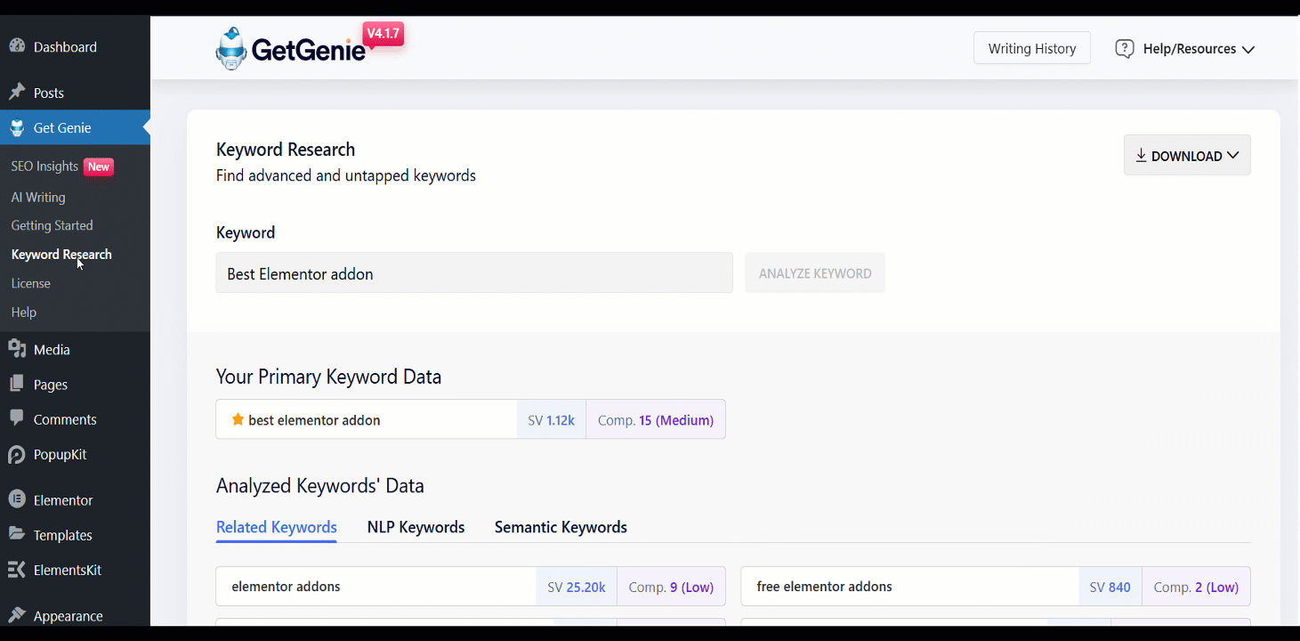 Generating topical map with GetGenie