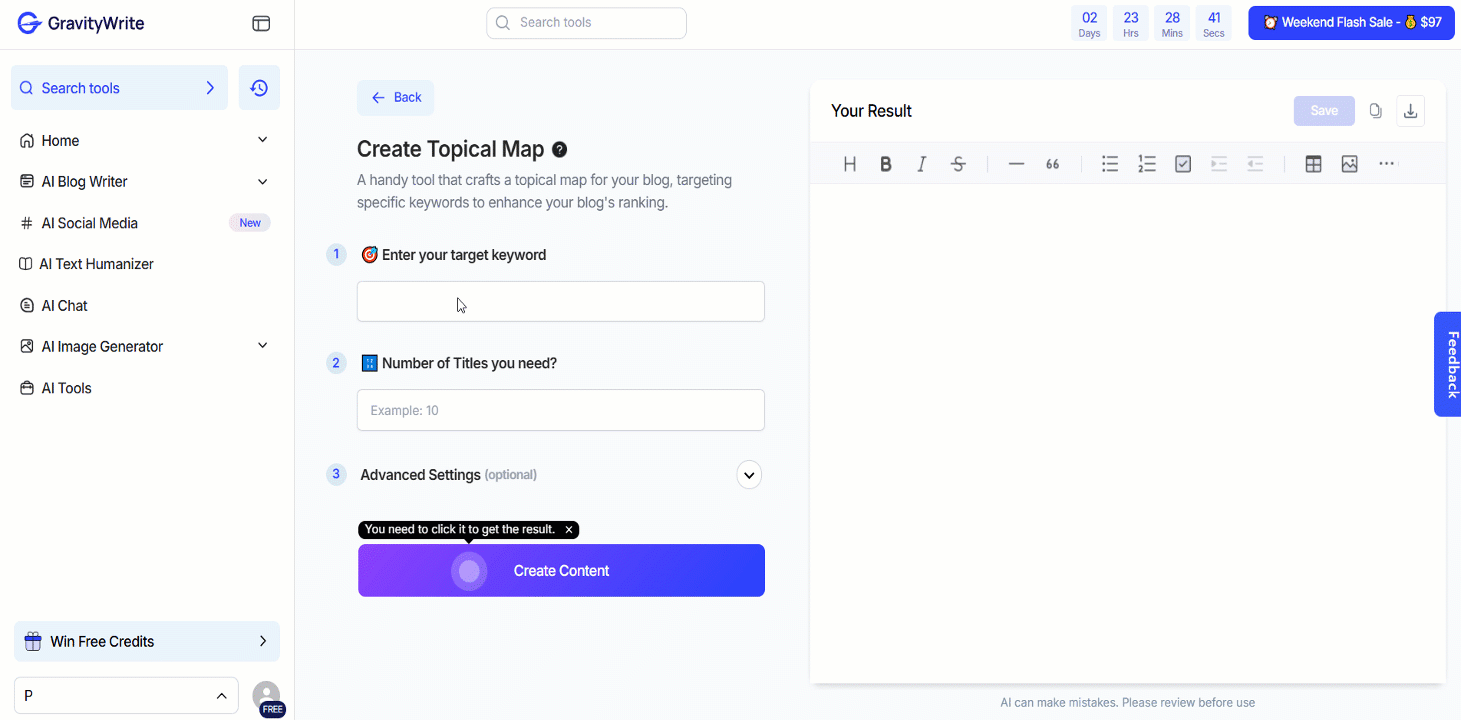 GravityWrite's Create Topical Map tool