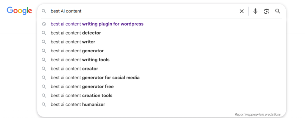 How to find semantic keywords with autocomplete