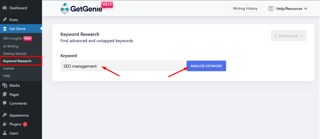 Insert your seed keyword