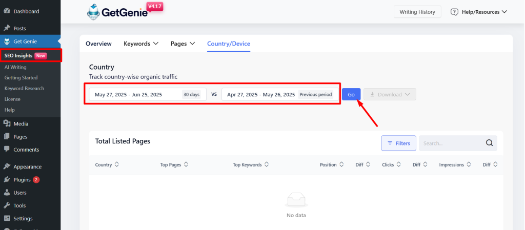 Set a timeline a press the '"Go" button