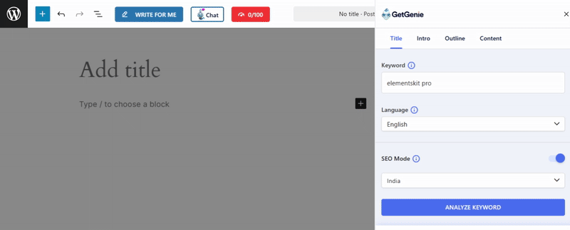 Keyword research with GetGenie