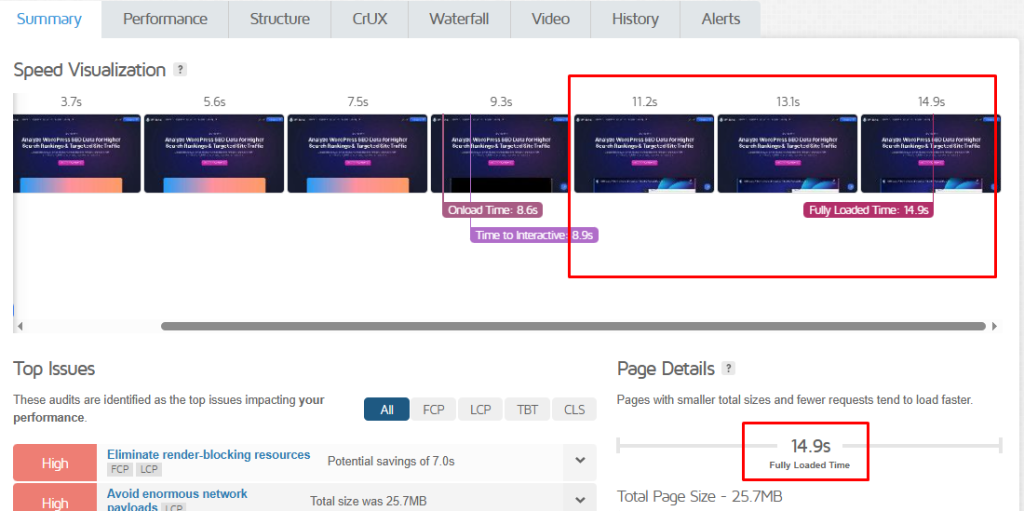 Checking page loading speed
