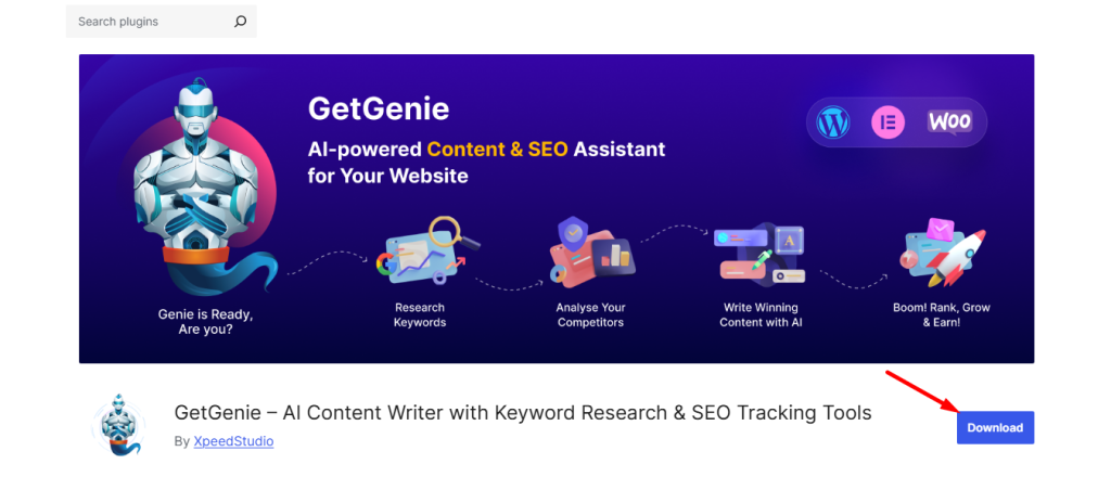 Download GetGenie AI from WordPress.org