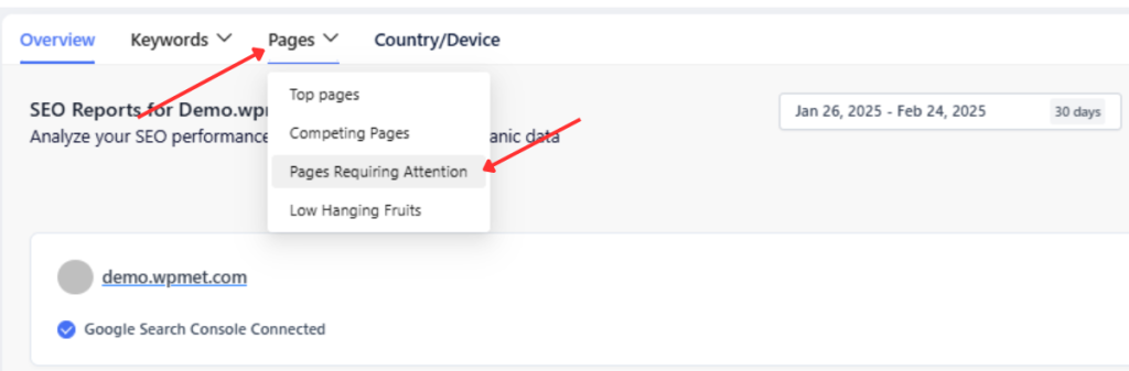 Pages requiring attention of GetGenie