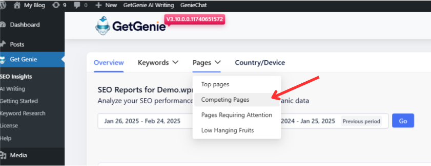 SEO Insights Competing Pages