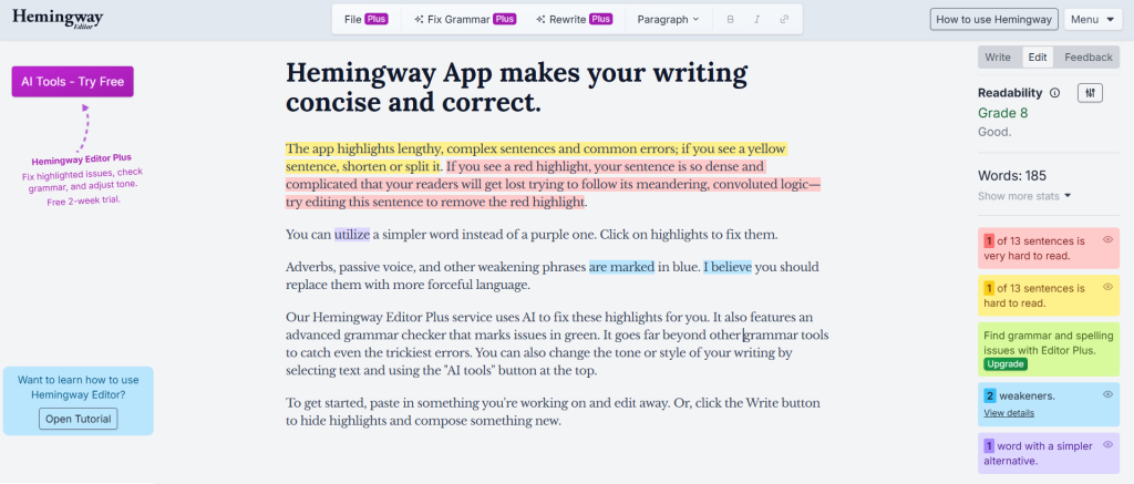 Hemingway editor