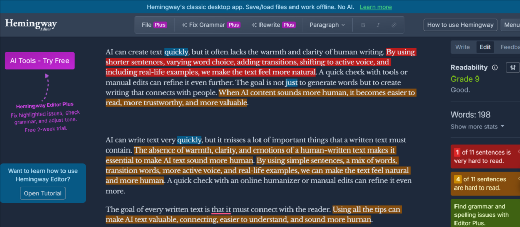 Hemmingway Editor