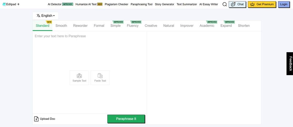Editpad Paraphrasing Tool