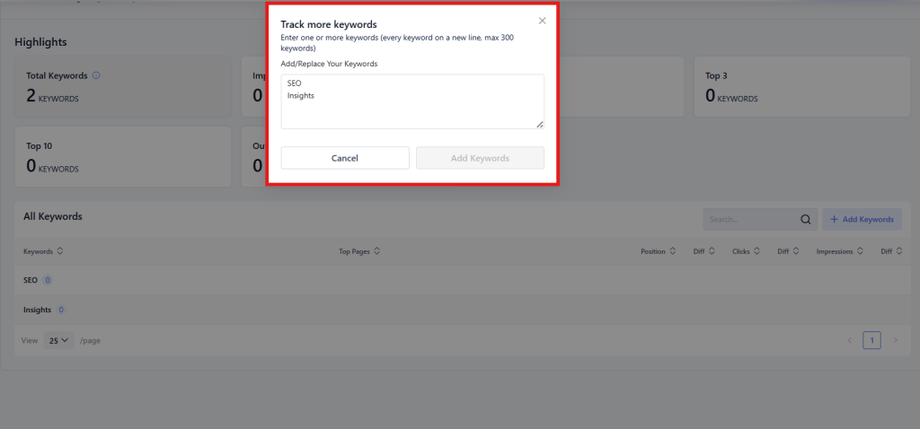 Tracking Specific (Custom) Keywords