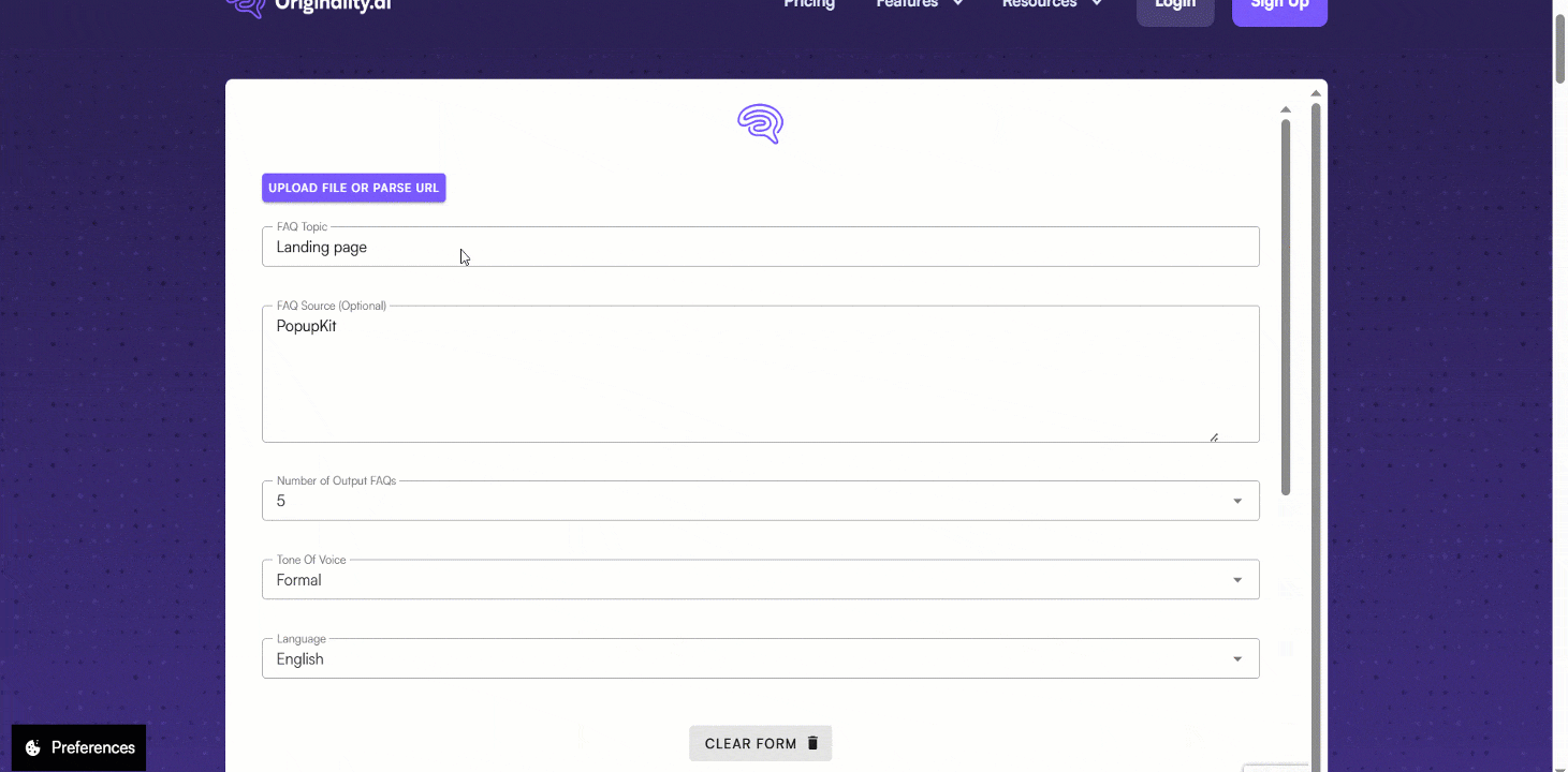 Originality Ai FAQ generator