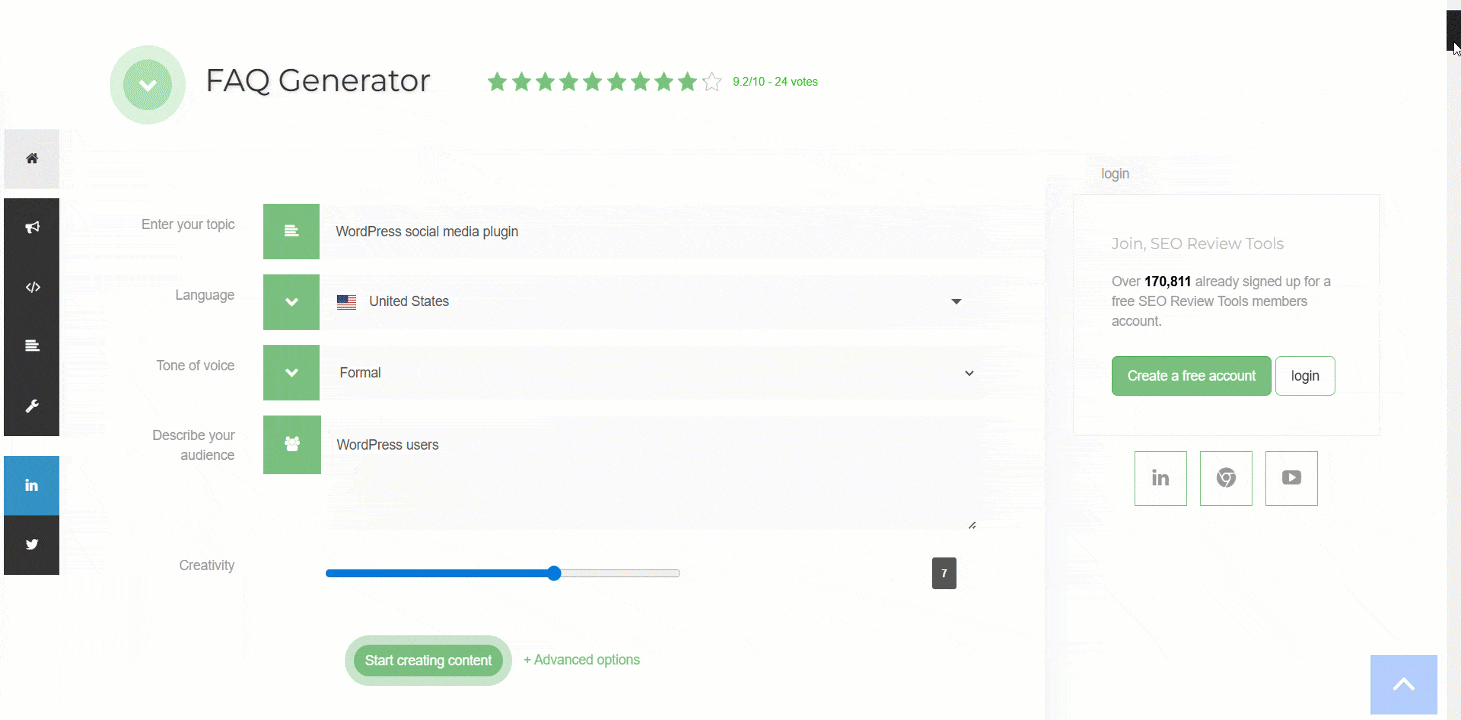 SEOReview FAQ generator