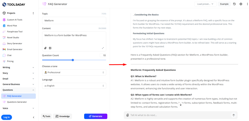 Toolsday FAQ generator