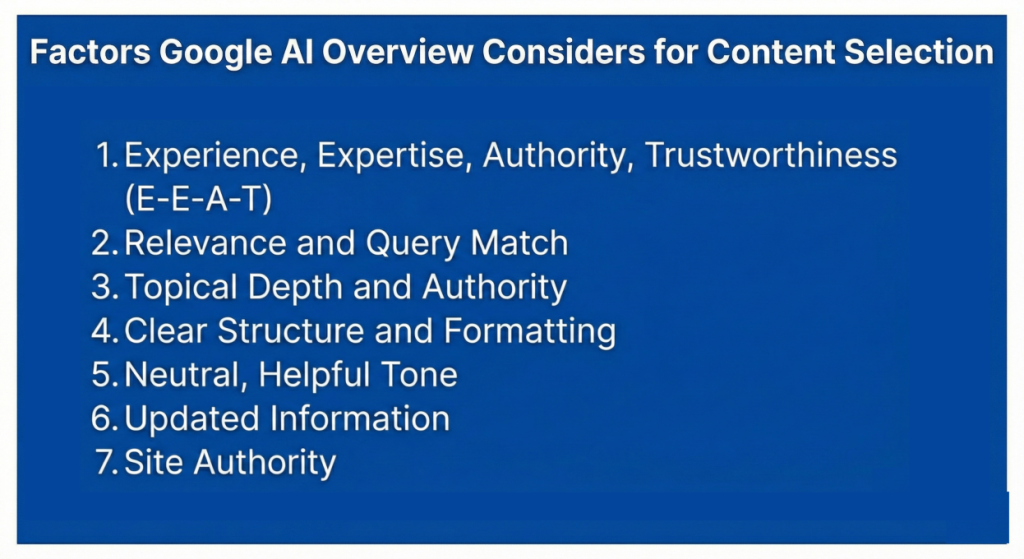Factors Google Considers to Select Content